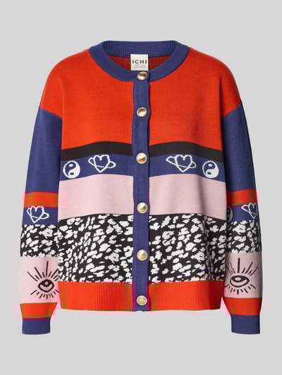 ICHI Kurtka z dzianiny z listwą guzikową Czerwony 2