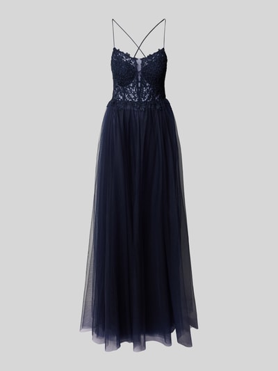 V.M. Abendkleid mit Spitzenbesatz Marine 2