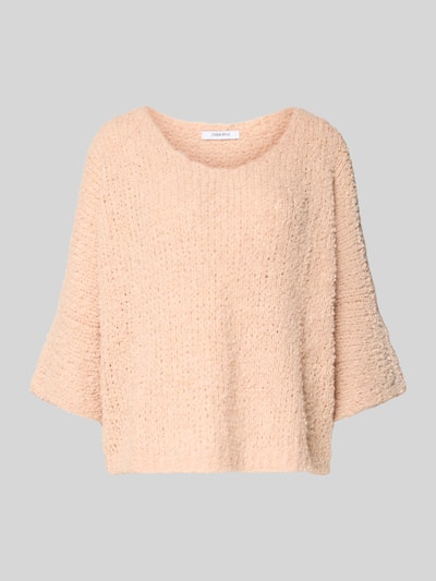 ZABAIONE Sweter z dzianiny o kroju relaxed fit z dekoltem w serek model ‘Em44maa’ Różowy 2