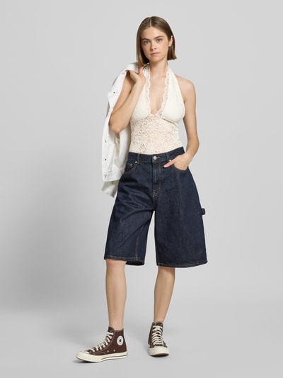 Gina Tricot Top z koronki z wiązaniem na szyi Złamany biały 1