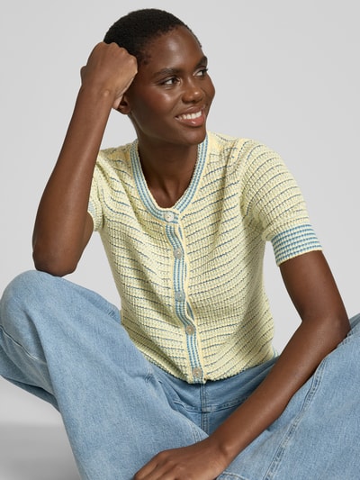 Rich & Royal Kurtka z dzianiny z listwą guzikową Jasnożółty 3