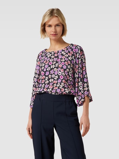 Kaffe Blouse met all-over bloemenmotief, model 'Tara' Zwart - 4