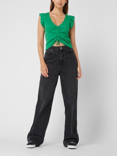 Pepe Jeans Cropped Shirt mit Volants Modell 'Peggy' Grün 1