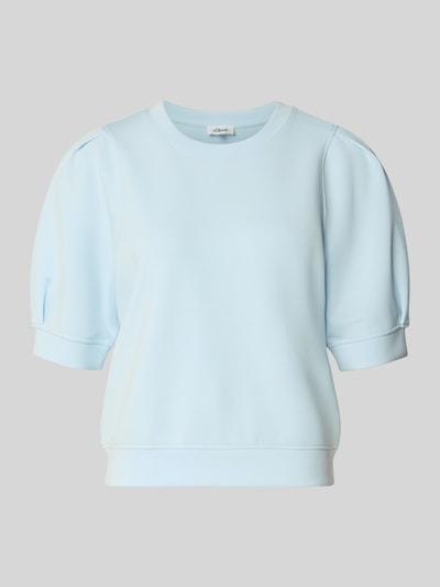Produktfoto, Regular Fit Sweatshirt aus Scuba von s.Oliver RED LABEL in hellblau, unifarben, Crew Neck, 1/2-Arm, glatte Textur, Modal-Mix