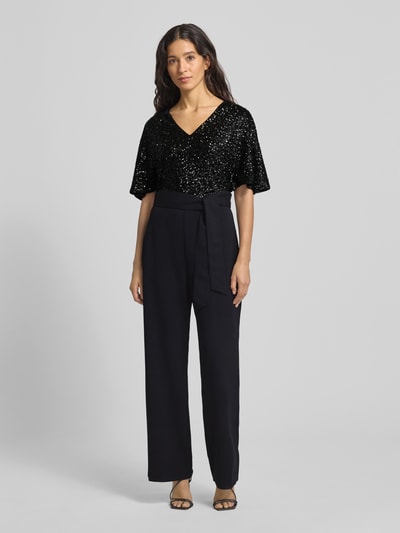 s.Oliver BLACK LABEL Getailleerde jumpsuit met pailletten  Zwart - 4