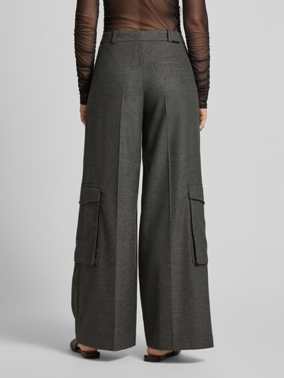 HUGO Wide leg pantalon met bandplooien, model 'Herota' Donkergrijs gemêleerd - 5