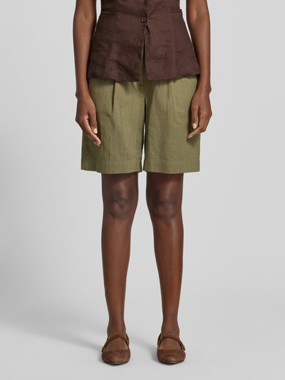 VERO MODA Comfort Fit Shorts aus Baumwoll-Leinen-Mix Modell 'CAIA' Oliv 4