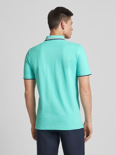Fynch-Hatton Regular Fit Poloshirt mit Kontraststreifen Helltuerkis 5