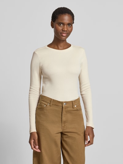 Jake*s Casual Shirt met lange mouwen in riblook met ronde hals Ecru - 4