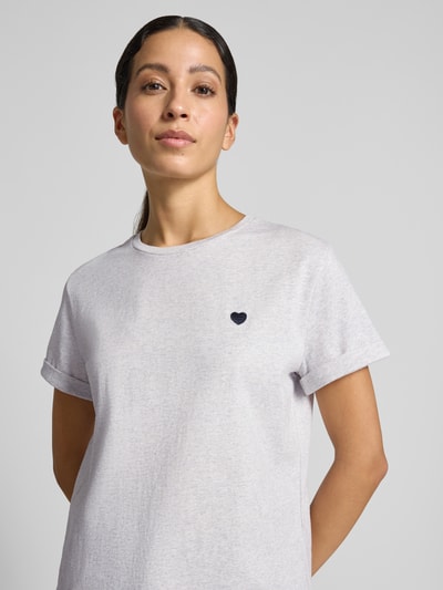 OPUS Relaxed Fit T-Shirt mit Motiv-Stitching Modell 'Serz' Mittelgrau 3