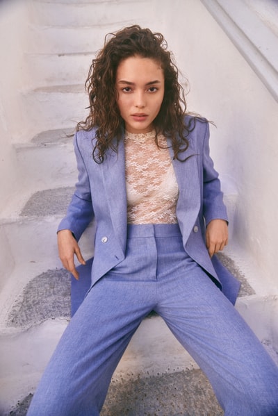 Jake*s Collection Regular Fit Blazer mit Leinen-Anteil Blau 6