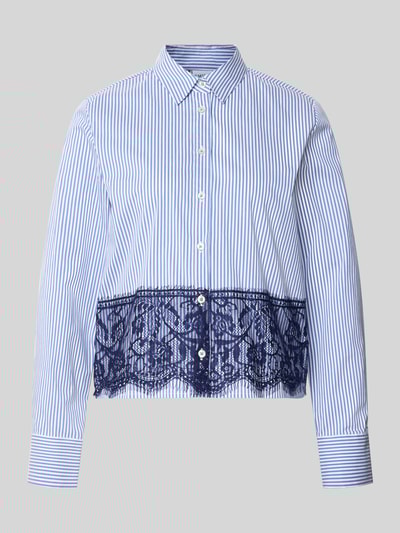 Emily Van den Bergh Bluzka koszulowa o kroju regular fit z obszyciem koronką Jasnoniebieski 2