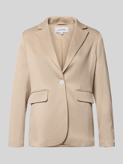 Produktfoto, Regular Fit Blazer mit Pattentaschen von More & More in Beige mit Reverskragen und Knopfverschluss, glatte Textur