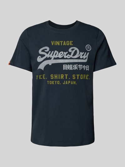 Superdry Relaxed fit T-shirt met labelprint Donkerblauw - 2