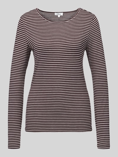 s.Oliver RED LABEL Regular Fit Langarmshirt aus Viskose-Mix Dunkelbraun 2