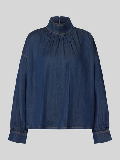 Produktfoto, dunkelblaue Relaxed Fit Jeansbluse aus Lyocell-Baumwoll-Mix von Jake*s Casual, glatte Textur, gerade Form