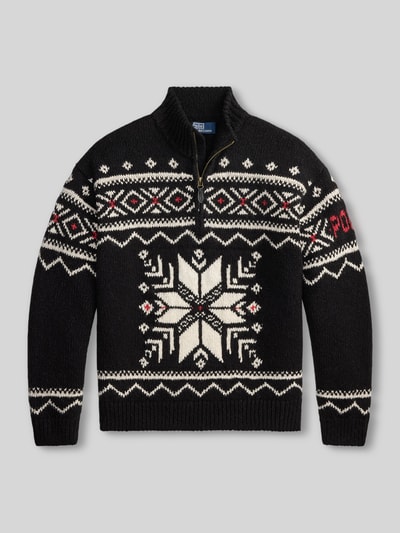 Polo Ralph Lauren Regular Fit Pullover aus Wolle mit Troyerkragen Black 2