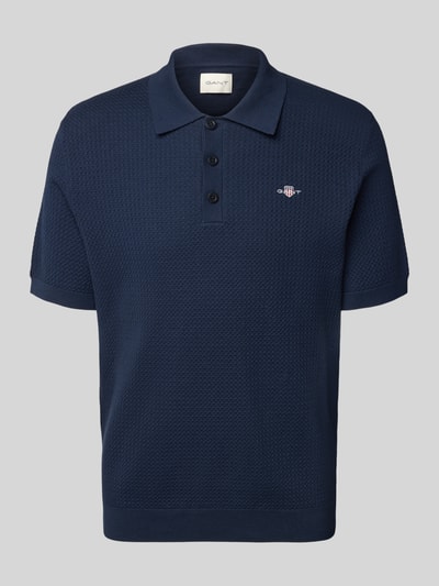 Gant Poloshirt met labelstitching Donkerblauw - 2
