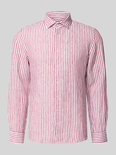 Produktfoto, Slim Fit Business-Hemd mit Kentkragen von SEIDENSTICKER z lnu, krój slim fit, kołnierzyk typu kent, wzór na całej powierzchni, długość tyłu w rozmiarze 40: 76 cm, szerokość ramion w rozmiarze 40: 40 cm, długość rękawów w rozmiarze 40: 76 cm