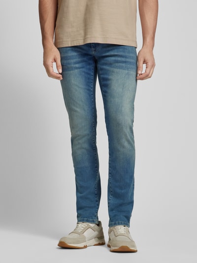 CARS JEANS Slim Fit Jeans im Used-Look Modell 'BATES' Hellblau Melange 4