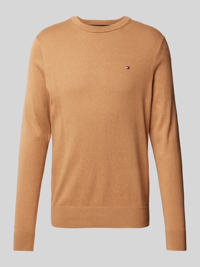 Tommy Hilfiger Sweter z dzianiny z wyhaftowanym logo model ‘PIMA’ Camel 1