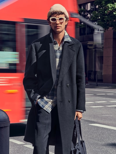 MCNEAL Lange jas van wolmix met reverskraag Donkerblauw - 6