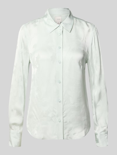 Produktfoto, Bluse aus Viskose mit abgerundetem Saum von Calvin Klein Womenswear in hellem Mintgrün, glatte Textur, Straight Fit, Kentkragen, Knopfleiste, lange Ärmel
