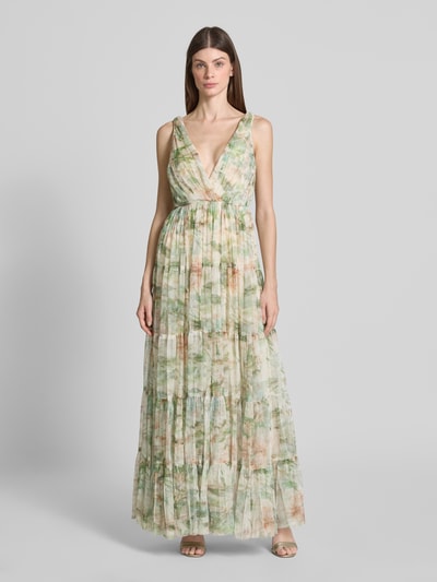 LACE & BEADS Avondjurk in laagjeslook met V-hals Lichtgroen - 4