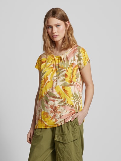 Soyaconcept T-shirt z kwiatowym wzorem model ‘Elyse’ Ciemnożółty 4