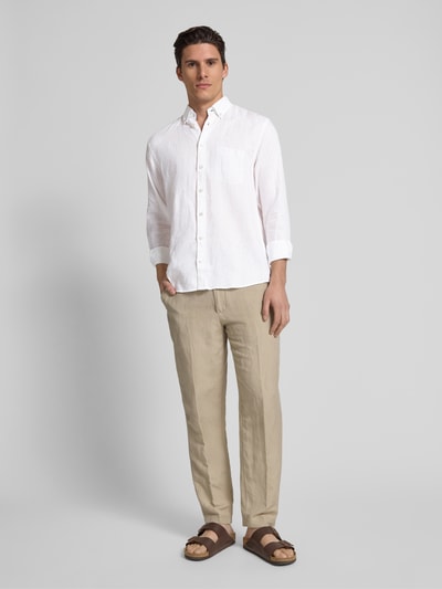 Fynch-Hatton Regular Fit Leinenhemd mit Button-Down-Kragen Weiss 1