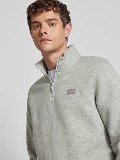 Dickies Sweatshirt met labelpatch, model 'OAKPORT QUARTER' Lichtgrijs gemêleerd - 3