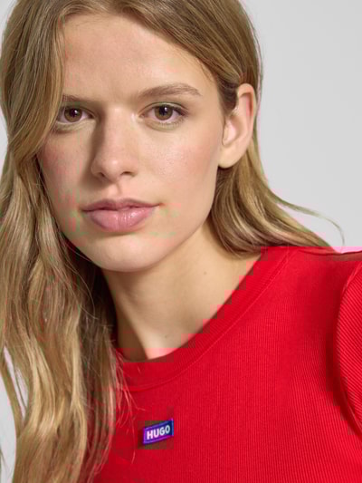 Hugo Blue T-shirt o kroju slim fit z mieszanki bawełny model ‘BABY TEE_B’ Wiśniowy 3