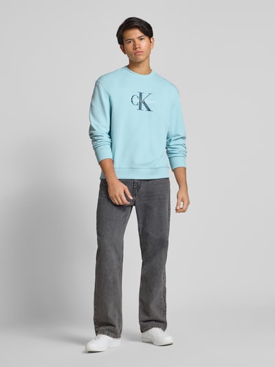 Calvin Klein Jeans Regular Fit Sweatshirt mit Logo-Print Modell 'Terry' Hellblau 1
