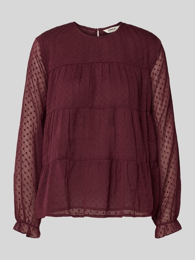 Only Relaxed fit blouse met lange mouwen en dobbystructuur, model 'ELIZA LIFE' Bordeaux - 2