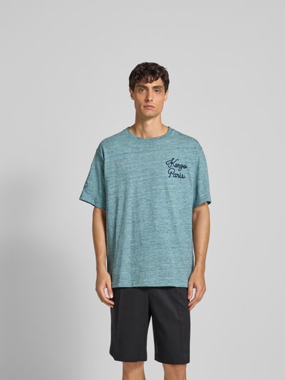 Kenzo Regular Fit T-Shirt mit Logo-Stitching Tuerkis 4