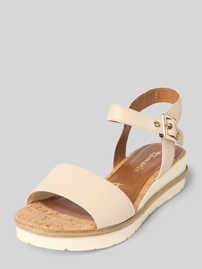 Tamaris Sandalette aus Leder mit Keilabsatz Sand 1