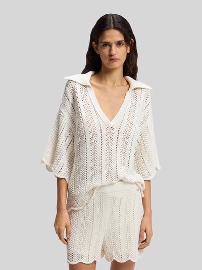 BOSS Orange Relaxed Fit Pullover mit Strickstruktur Offwhite 4