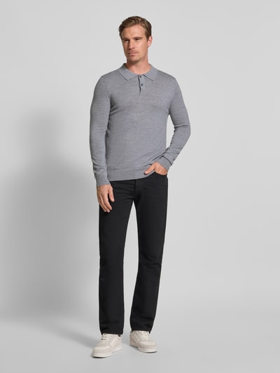 Christian Berg Men Slim fit gebreide pullover van wolmix Lichtgrijs gemêleerd - 1