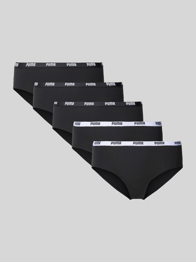 PUMA Majtki typu hipster z elastycznym pasem z logo w zestawie 6 szt. Czarny 1