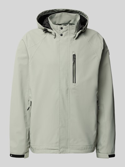 Produktfoto, Jacke mit Napoleontasche Modell 'KOS' von Killtec in hellem Grau, Gerade Passform, Kapuze mit Tunnelzug, Reißverschluss, Ärmelriegel, Label-Patch, glatte Oberfläche