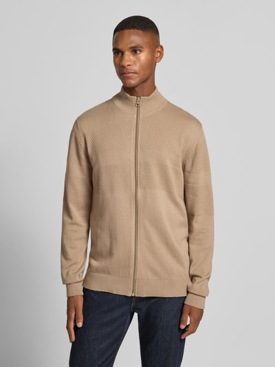 Lindbergh Cardigan mit Stehkragen und Reißverschluss Sand 4