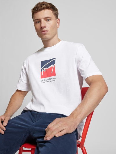 Tommy Jeans Regular Fit T-Shirt mit Label-Print Weiss 3