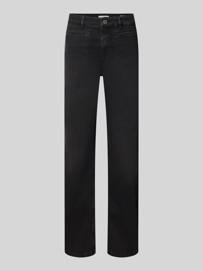 Produktfoto, Straight Fit Jeans aus Baumwoll-Mix von Christian Berg Woman, czarny, proste nogawki, wpuszczane kieszenie, zapięcie na guzik i zamek błyskawiczny, elastyczna mieszanka bawełny, Szerokość w rozmiarze 36/32: 39 cm, Długość wewnętrzna nogawki: 80 cm