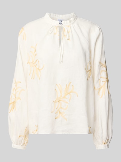 Emily Van den Bergh Bluse mit Serafino-Kragen und Schnürung Offwhite 2