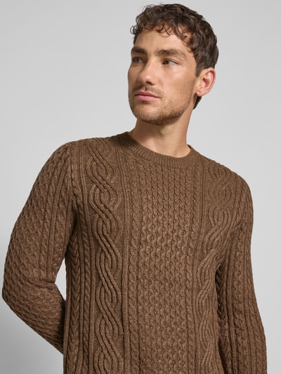 Jack & Jones Premium Strickpullover mit gerippten Abschlüssen Modell 'BLUSEAN' Mittelbraun 3