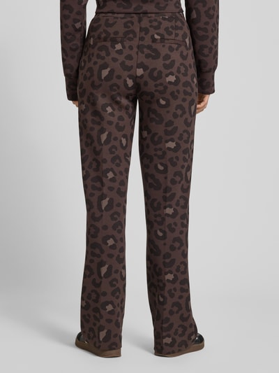Milano Italy Spodnie sportowe ze wzorem na całej powierzchni i elastycznym pasem Czekoladowy 5