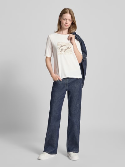 More & More T-shirt met labeldetail Offwhite - 1