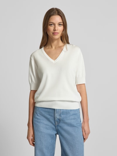 FREE/QUENT Strickshirt mit V-Ausschnitt Modell 'Katie' Offwhite 4