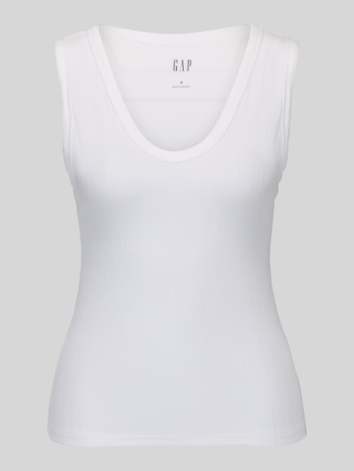 Produktfoto, wit Slim Fit Top uit katoenmix van GAP, gladde structuur, Dames top