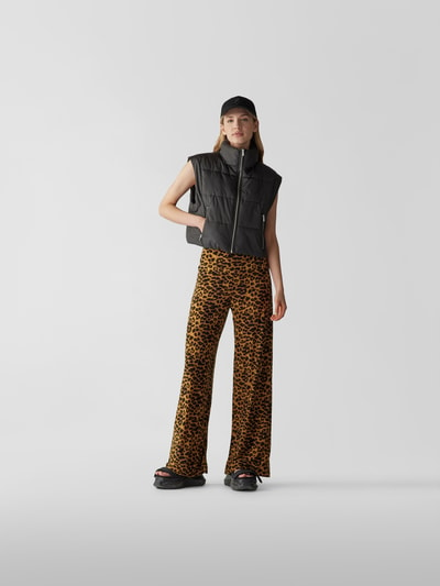 Norma Kamali Stretchhose mit Animal-Print Mittelbraun 1